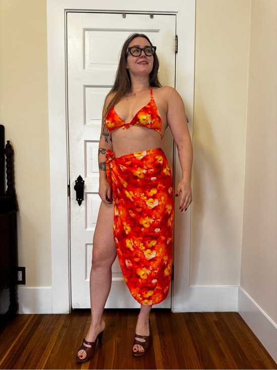Vintage Other - 60s Vintage Barkcloth Hawaiian Bikini Top and sarong skirts Sz M
